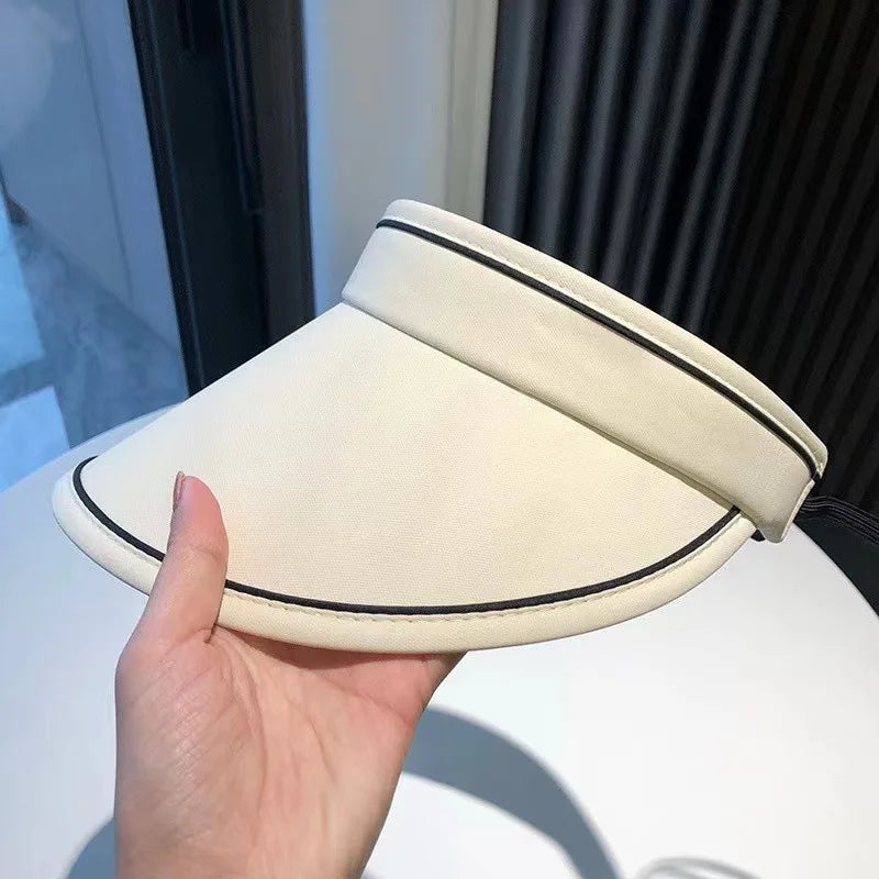 Casual Women Summer Wide Brim Sun Visor Hat Adjustable UV Protection Foldable Sport Empty Top Cap Beach Cap Sun Hat