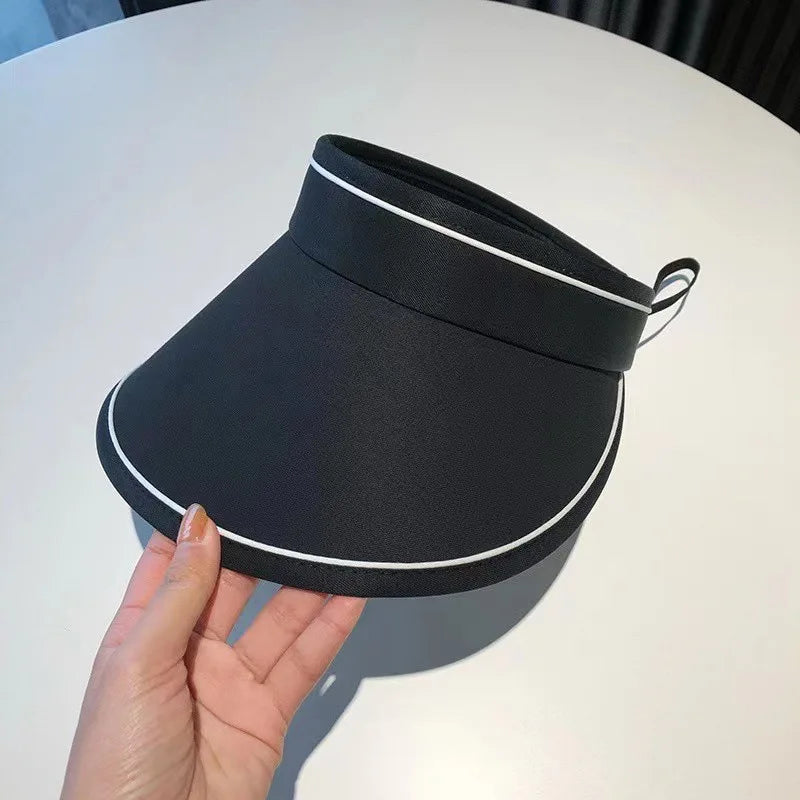 Casual Women Summer Wide Brim Sun Visor Hat Adjustable UV Protection Foldable Sport Empty Top Cap Beach Cap Sun Hat