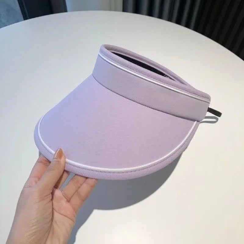 Casual Women Summer Wide Brim Sun Visor Hat Adjustable UV Protection Foldable Sport Empty Top Cap Beach Cap Sun Hat