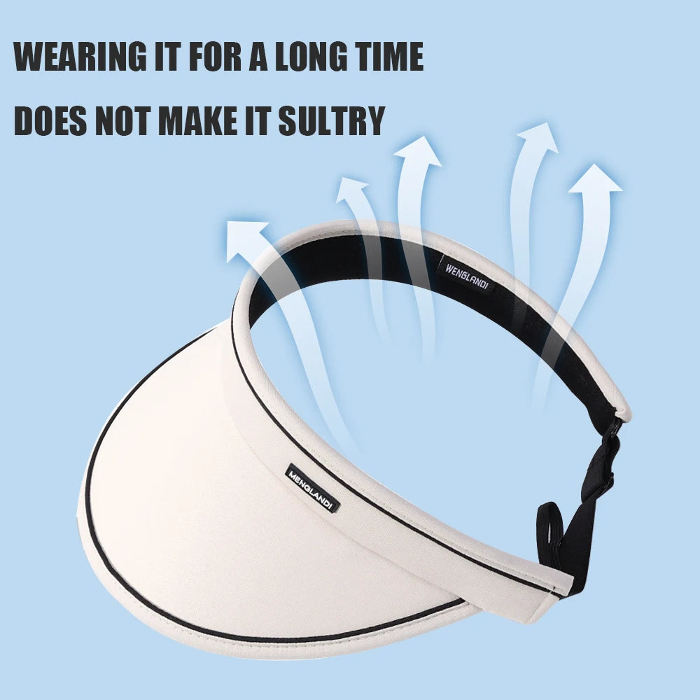 Casual Women Summer Wide Brim Sun Visor Hat Adjustable UV Protection Foldable Sport Empty Top Cap Beach Cap Sun Hat